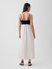 Gap Black/White Linen-Blend Empire Waist Maxi Dress - Image 2 of 4