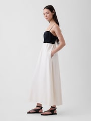 Gap Black/White Linen-Blend Empire Waist Maxi Dress - Image 3 of 4