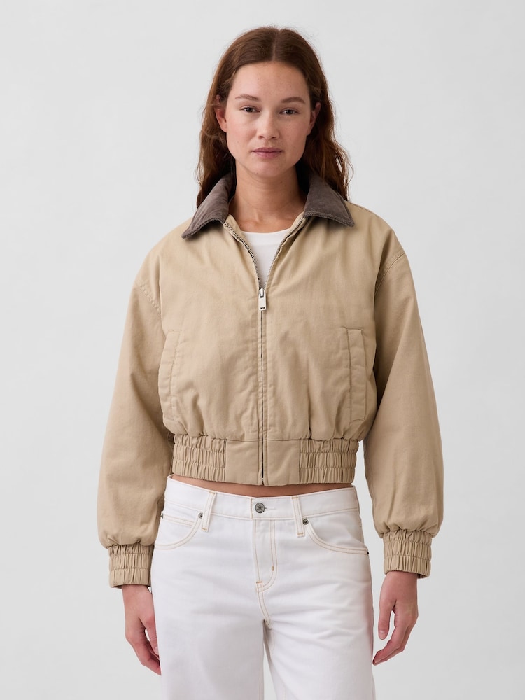 Gap Brown Oversized Bomber Jacket - Image 1 of 5 Gap Brown Oversized Bomber Jacket - Image 1 of 5