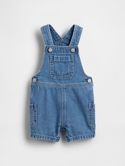 Gap Medium wash Denim Short Dungarees (0-24mths) - Image 1 of 3