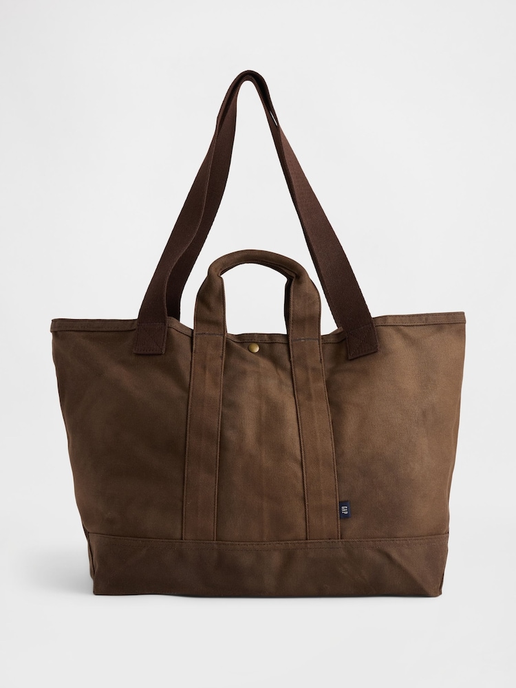 Gap Brown Waxed Canvas Tote Bag - Image 1 of 2 Gap Brown Waxed Canvas Tote Bag - Image 1 of 2