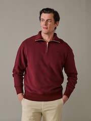 Aubin Harris Zip Neck Red Jumper - 2şəkildən 1 şəkil