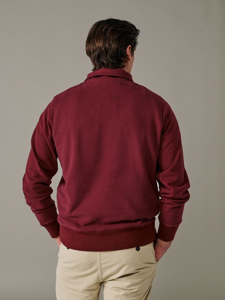 Aubin Harris Zip Neck Red Jumper - 2şəkildən 2 şəkil