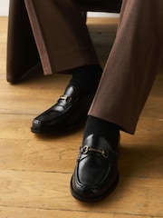 Black Signature Leather Sole Snaffle Loafers - Image 1 of 8