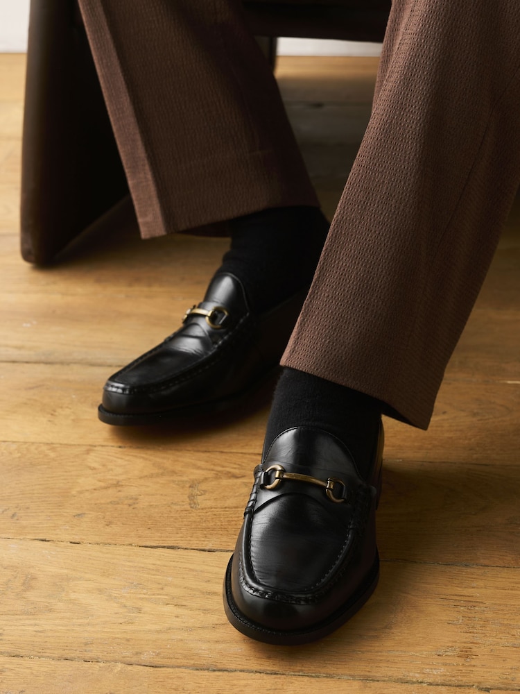 Black Signature Leather Sole Snaffle Loafers - Image 2 of 8 Black Signature Leather Sole Snaffle Loafers - Image 2 of 8