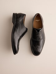 Black Signature Leather Sole Brogue Shoes - Image 7 of 8