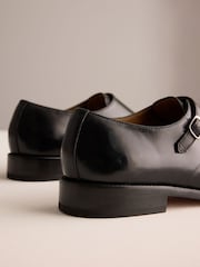 Black Signature Leather Sole Double Monk Shoes - Image 4 of 6