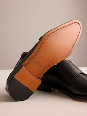 Black Signature Leather Sole Double Monk Shoes - Image 6 of 6