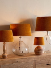 Nkuku Dark Ochre Batakha Velvet & Linen Lampshade - Image 1 of 7