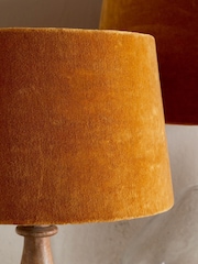 Nkuku Dark Ochre Batakha Velvet & Linen Lampshade - Image 3 of 7