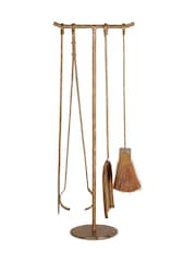 Nkuku Antique Brass Lowada Iron Fireside Tools - Image 4 of 5
