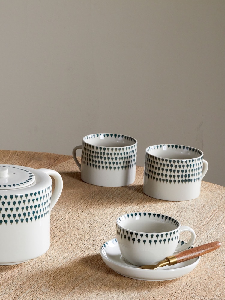 Nkuku Cream  Juniper Juniper Drop Cup & Saucer - Image 1 of 3