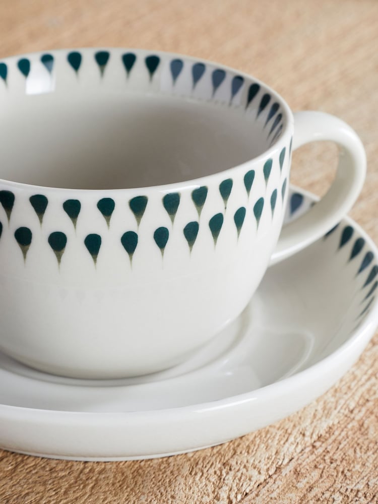 Nkuku Cream  Juniper Juniper Drop Cup & Saucer - Image 2 of 3