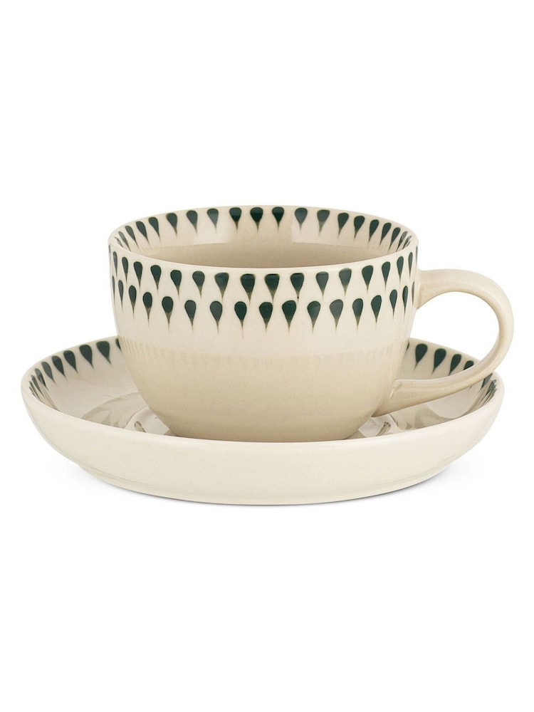 Nkuku Cream  Juniper Juniper Drop Cup & Saucer - Image 3 of 3