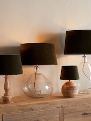 Nkuku Moss Green Mendai Velvet & Linen Small Lampshade - Image 1 of 4