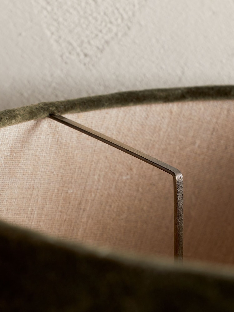 Nkuku Moss Green Mendai Velvet & Linen Small Lampshade - Image 4 of 4 Nkuku Moss Green Mendai Velvet & Linen Small Lampshade - Image 4 of 4