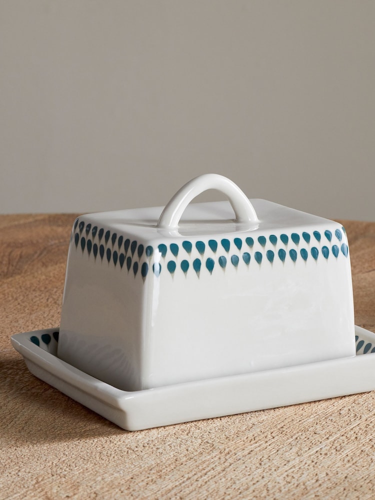 Nkuku Cream Juniper Drop Butter Dish - Image 1 of 5 Nkuku Cream Juniper Drop Butter Dish - Image 1 of 5