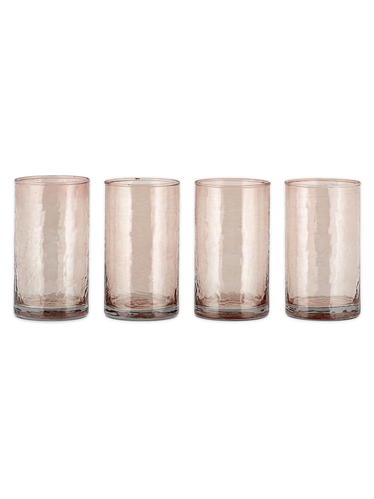 Nkuku Set of 4 Dusty Terracotta Yala Hammered Highball Glasses - Image 5 of 5 Nkuku Set of 4 Dusty Terracotta Yala Hammered Highball Glasses - Image 5 of 5