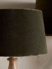 Nkuku Moss Green Mendai Velvet & Linen Large Lampshade - Image 3 of 6