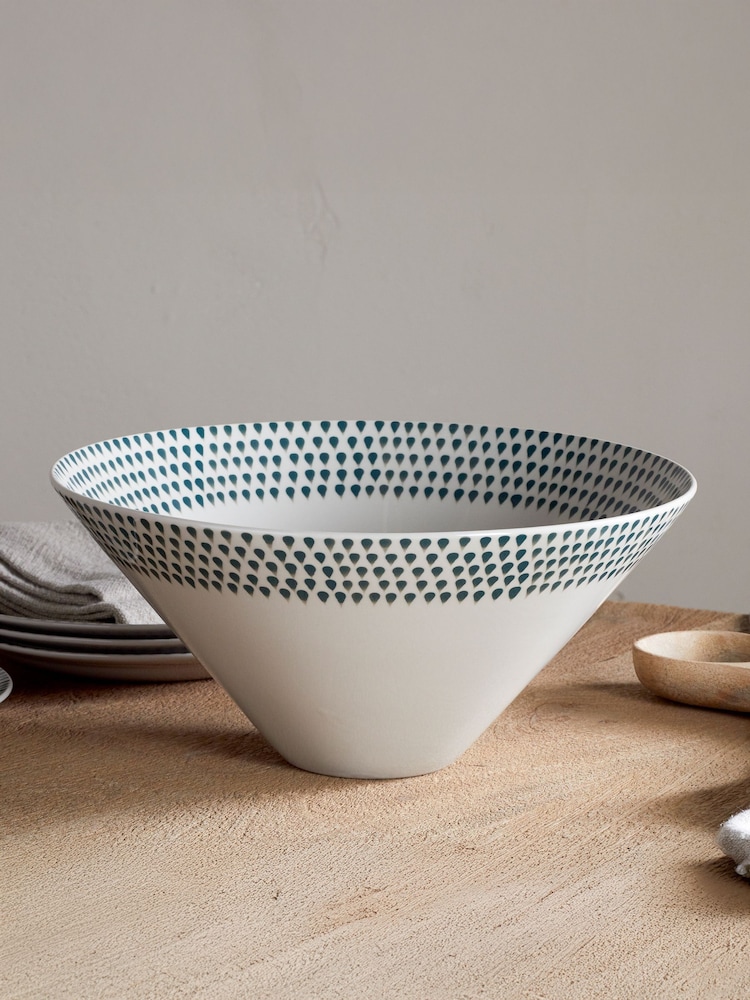 Nkuku Cream Juniper Drop Serving Large Bowl - Image 1 of 3