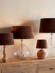 Nkuku Mocha Mendai Velvet & Linen Large Lampshade - Image 1 of 6