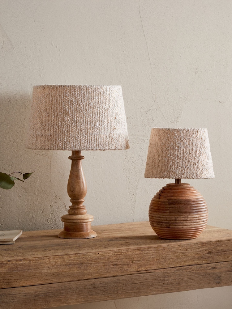 Nkuku Off White Sakiti BouclÃ© Lampshade - Image 1 of 4