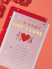 Hallmark Pink Wonderful One I Love Embossed Valentine's Card - Image 1 of 4