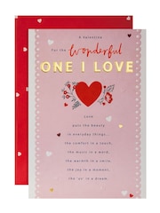 Hallmark Pink Wonderful One I Love Embossed Valentine's Card - Image 2 of 4
