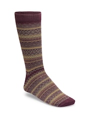 Birkenstock Burgundy Red Cotton Fairisle Pattern Socks - Image 1 of 1
