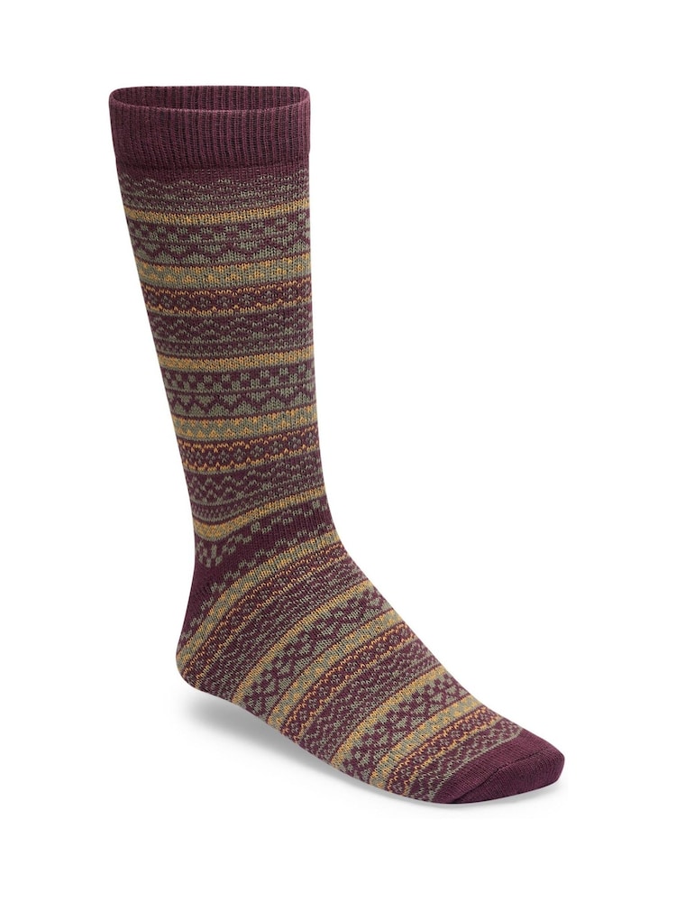 Birkenstock Burgundy Red Cotton Fairisle Pattern Socks - Image 1 of 1