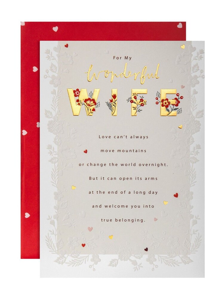 Hallmark Cream My Wonderful Wife Embossed Floral Valentine's Card - Image 2 of 4 Hallmark Cream My Wonderful Wife Embossed Floral Valentine's Card - Image 2 of 4