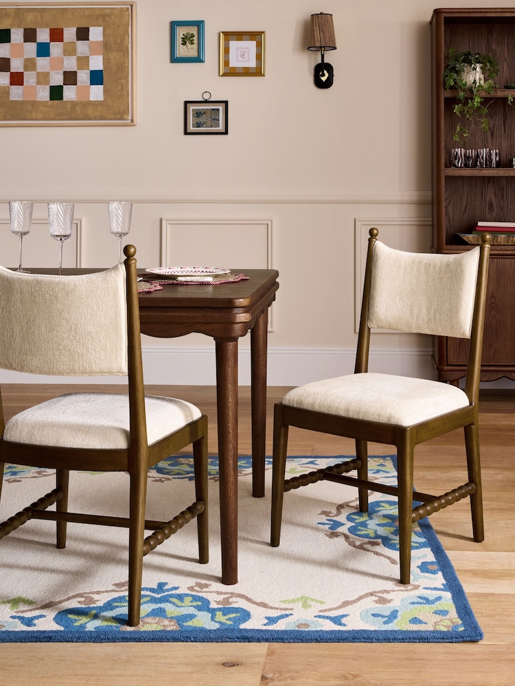 Nina Campbell Set of 2 Arlo Ivory Natural Aubin Dining Chairs - Image 1 of 3