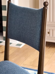 Nina Campbell Set of 2 Clabon Indigo Blue Aubin Dining Chairs - Image 2 of 7