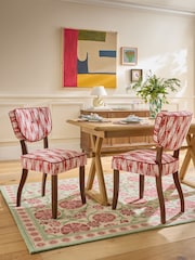 Nina Campbell Set of 2 Rowan Ikat Wine Red Ashburn Dining Chairs - Image 1 of 7
