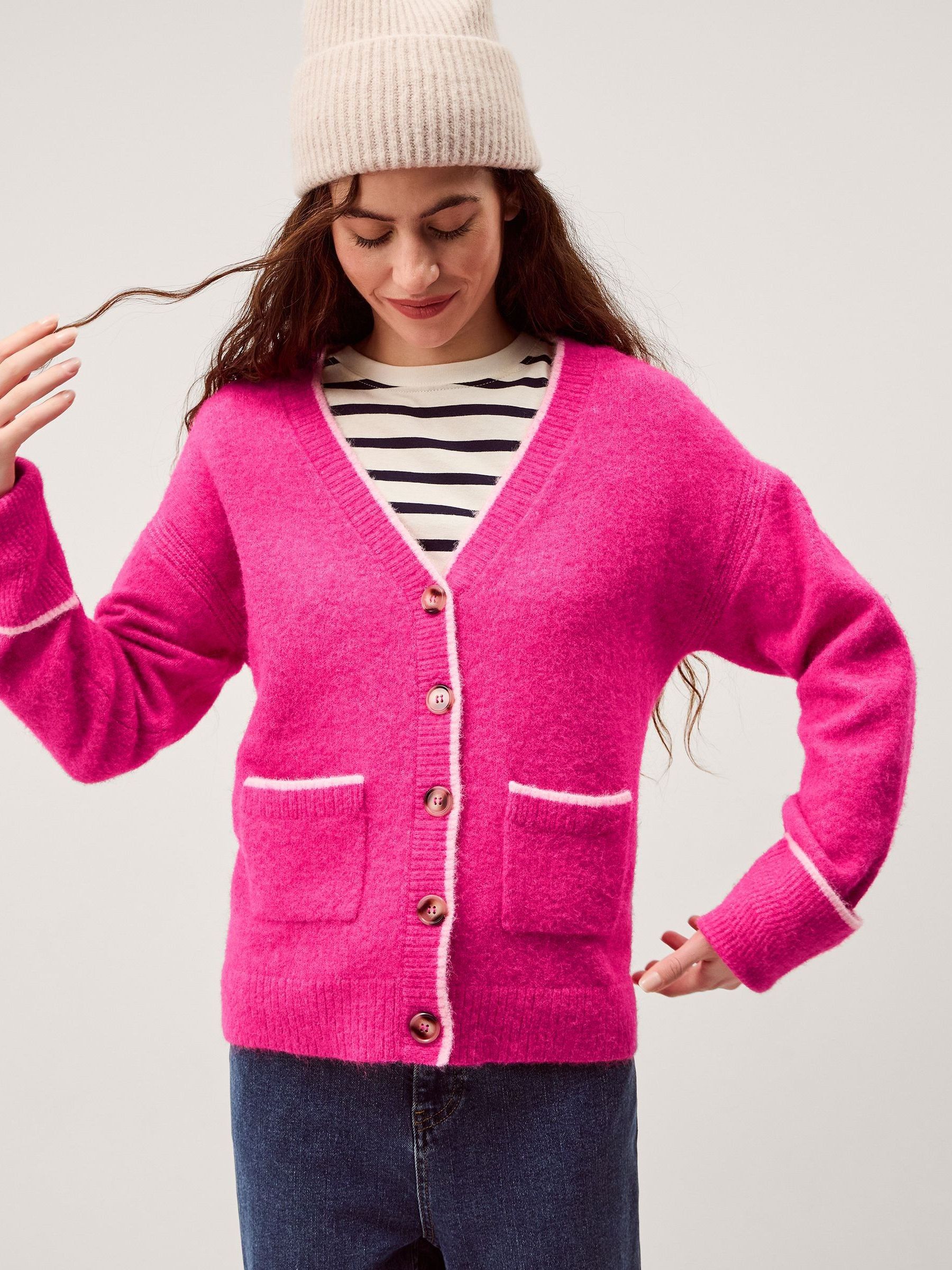 Buy Monsoon Pink Oona V-Neck Oversized Cardigan from the Next UK