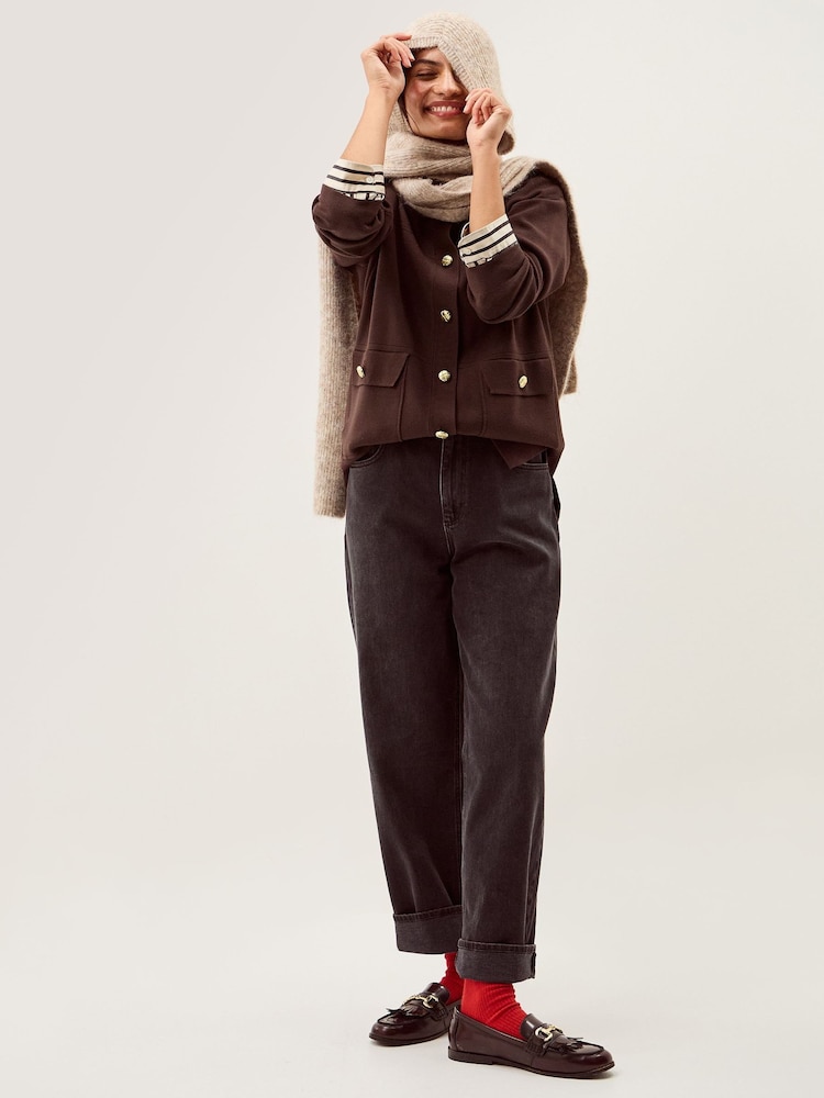 Monsoon Brown Nina Button Knit Jacket - Image 1 of 4