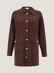 Monsoon Brown Nina Button Knit Jacket - Image 4 of 4
