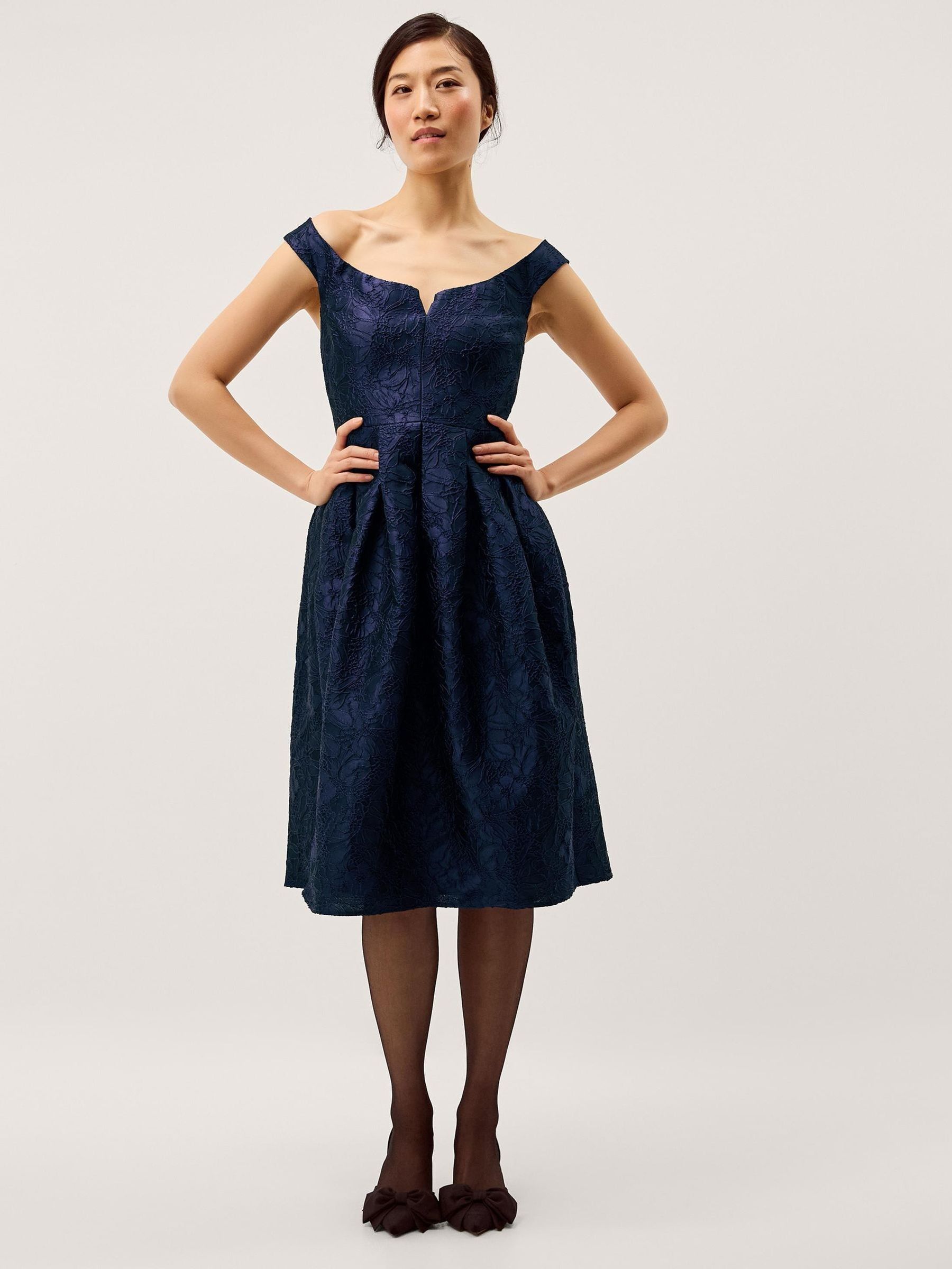 Buy Monsoon Blue Juliana Floral Jacquard Midi Dress from the Next