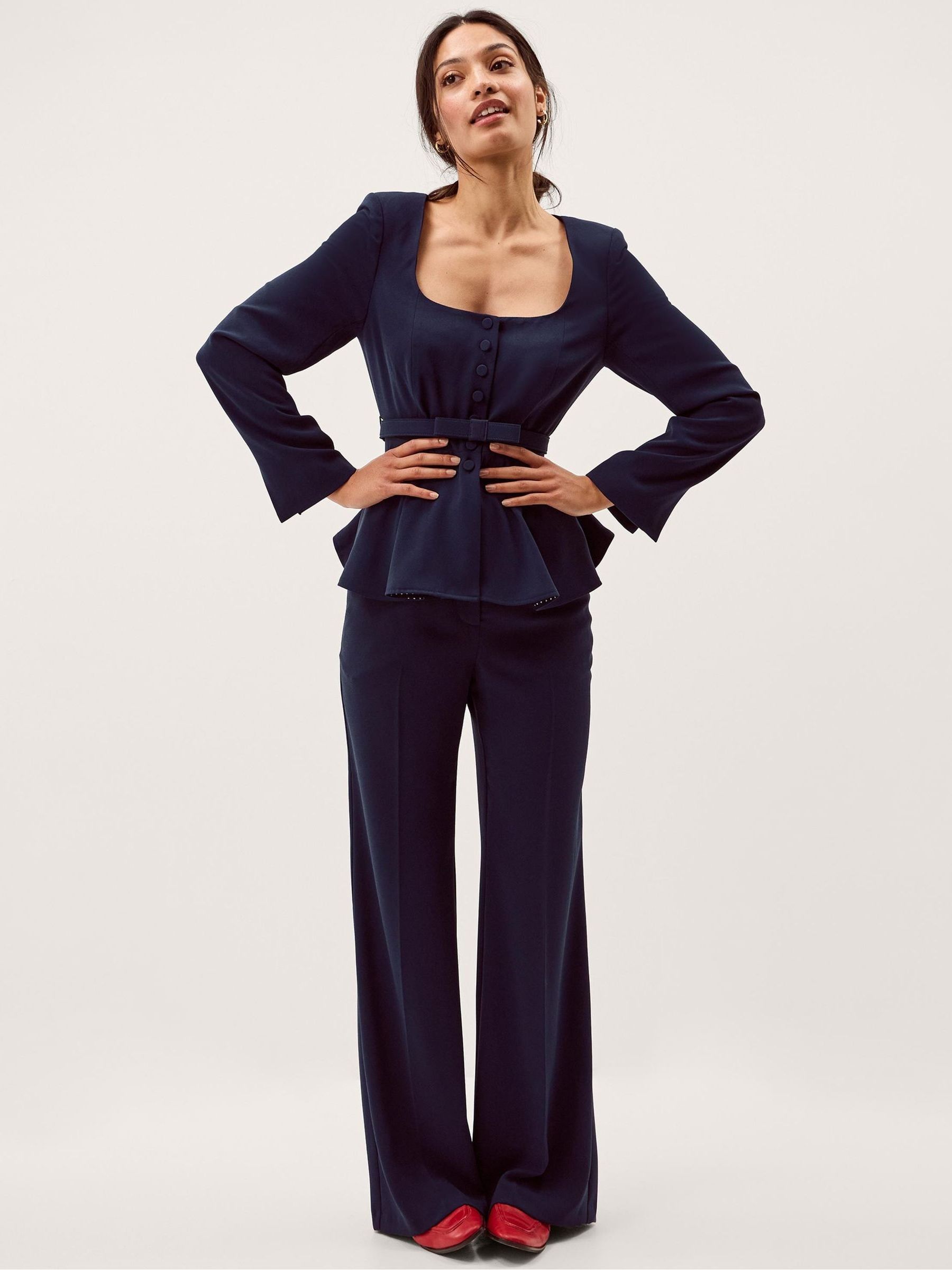 Buy Monsoon Blue Erin Belted Peplum Jacket from Next Ireland