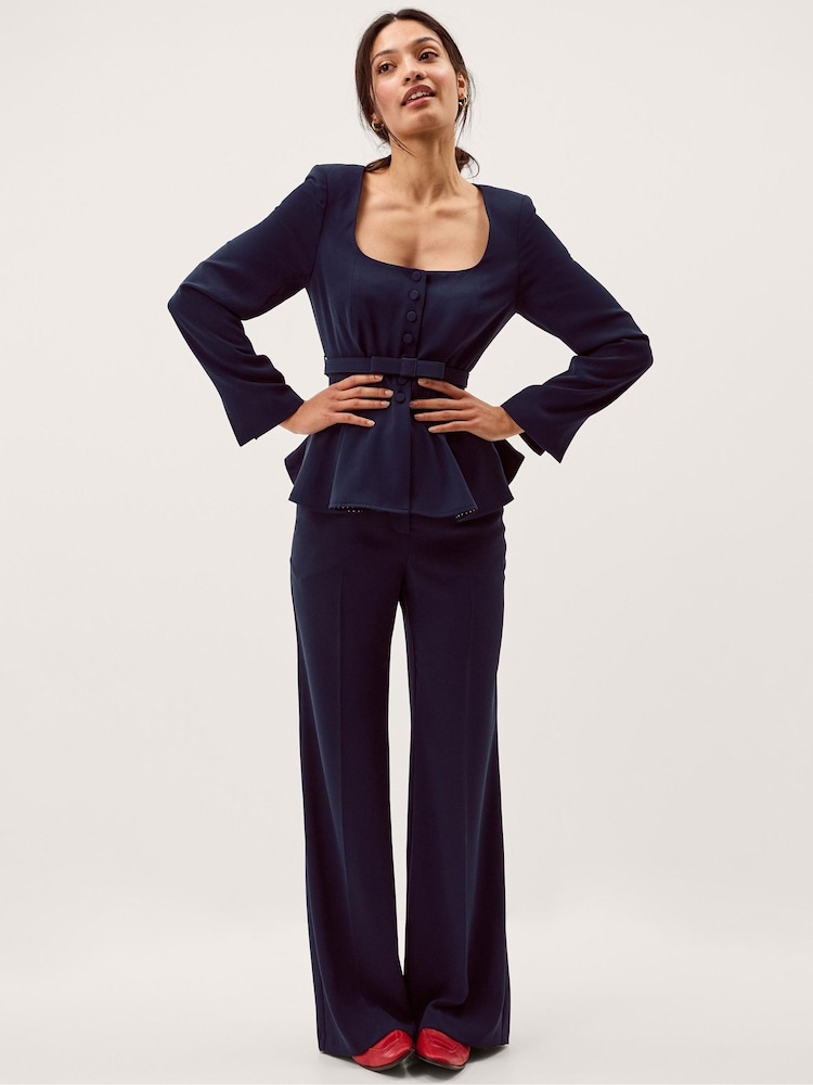 Monsoon Blue Erin Belted Peplum Jacket - Image 1 of 5