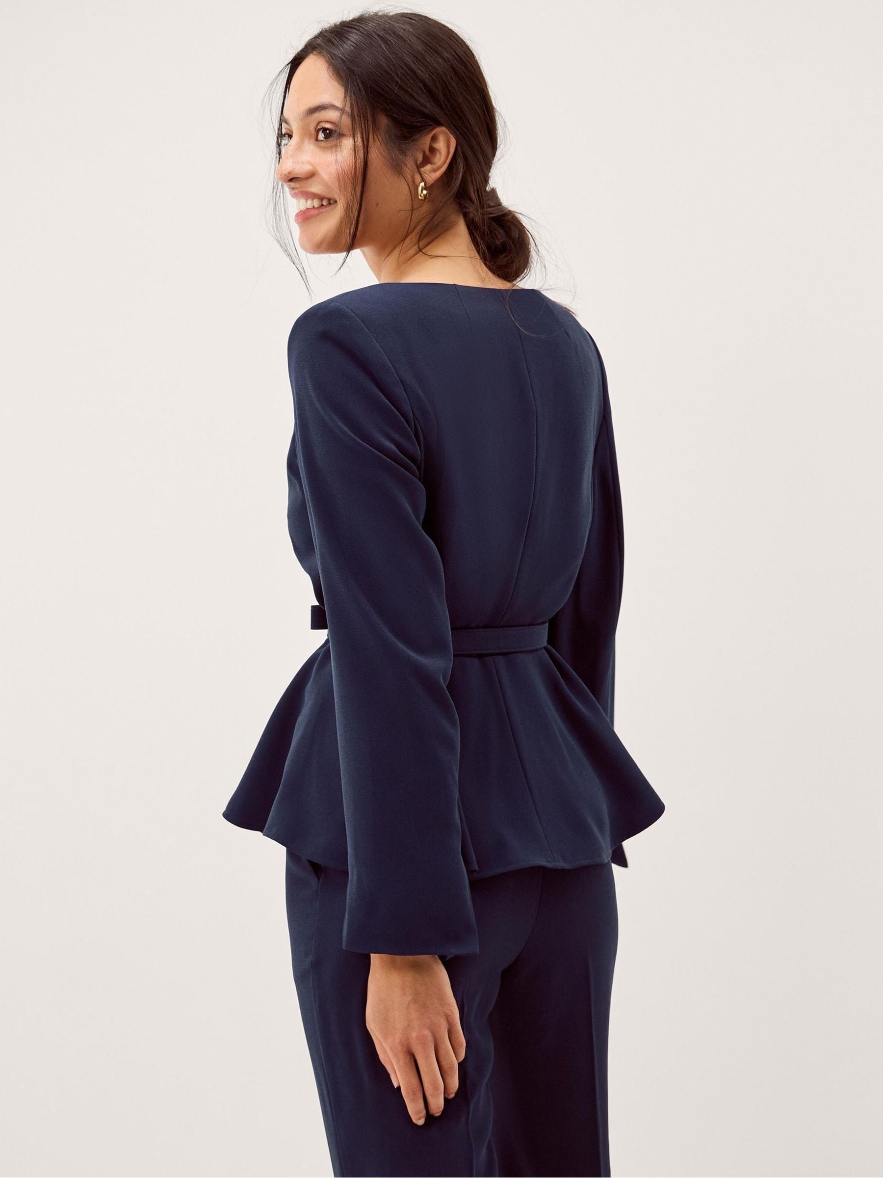 Buy Monsoon Blue Erin Belted Peplum Jacket from Next USA
