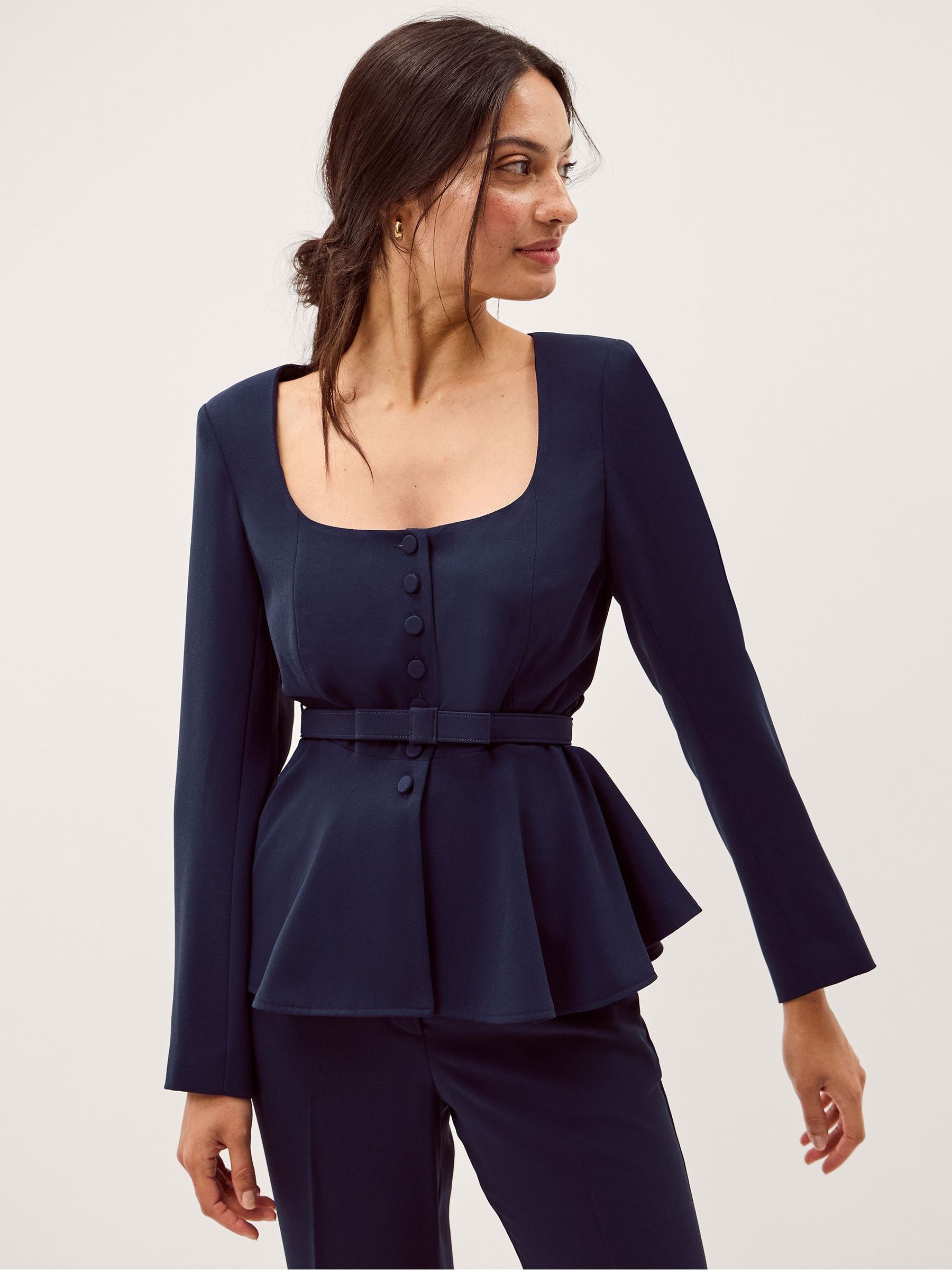 Buy Monsoon Blue Erin Belted Peplum Jacket from Next Australia