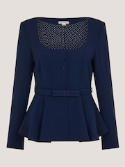 Monsoon Blue Erin Belted Peplum Jacket - Image 4 of 5