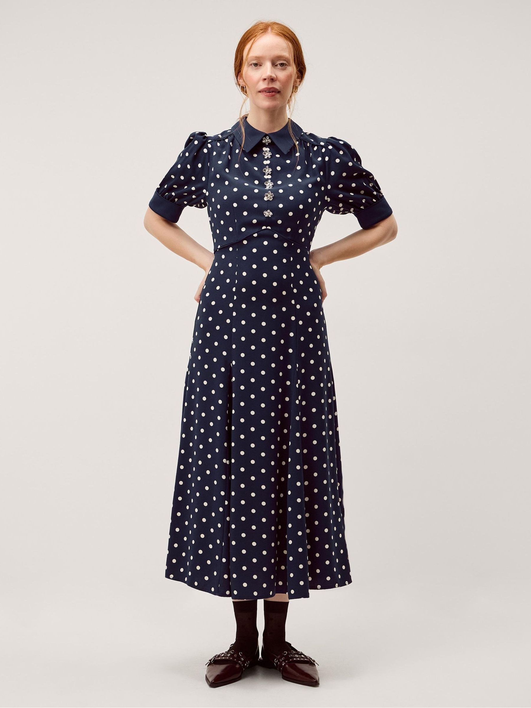 Semi Formal Dress For 50 Year Old Woman Dana Dotty Shirt Dress: Two Colours  Available Online