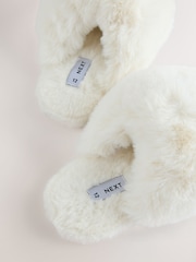 Blanco - Pantuflas voluminosas de piel sintética - Imagen 4 de 5