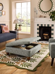 Nina Campbell Lattice Geo Sage Green Mason Square Ottoman - Image 2 of 8