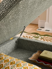 Nina Campbell Lattice Geo Sage Green Mason Square Ottoman - Image 3 of 8