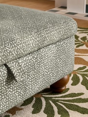 Nina Campbell Lattice Geo Sage Green Mason Square Ottoman - Image 4 of 8