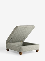 Nina Campbell Lattice Geo Sage Green Mason Square Ottoman - Image 6 of 8