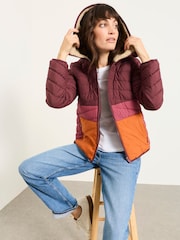 FatFace Erica Purple Colourblock Puffer Jacket - Image 6 of 7